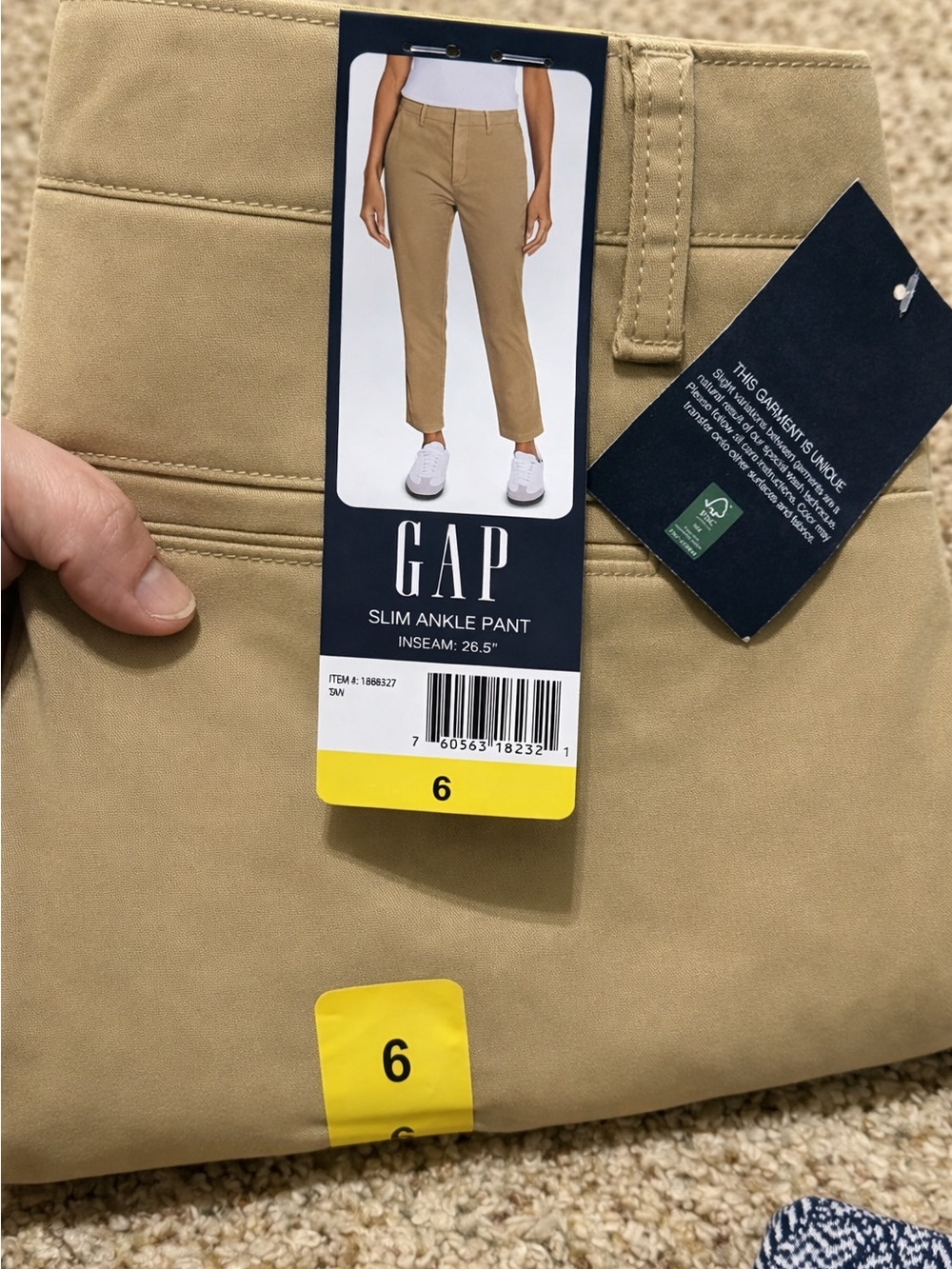 GAP Slim Ankle Pants in Tan Womens 6 NWT